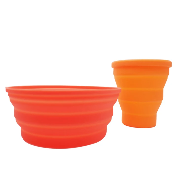 

Silicone round collapsible cups and bowls portable travel picnic mouthwash cups