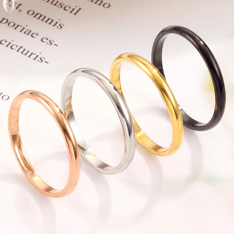 

RFJEWEL Wholesale simple classical super slim ring for women and ladies stainless steel 18k gold plated fashion ring for female