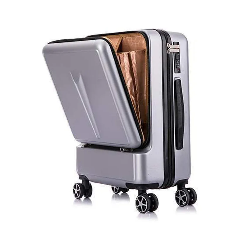 

New Product ABS PC front pocket Business Men Travel Bag Trolley Luggage with TSA lock, Black