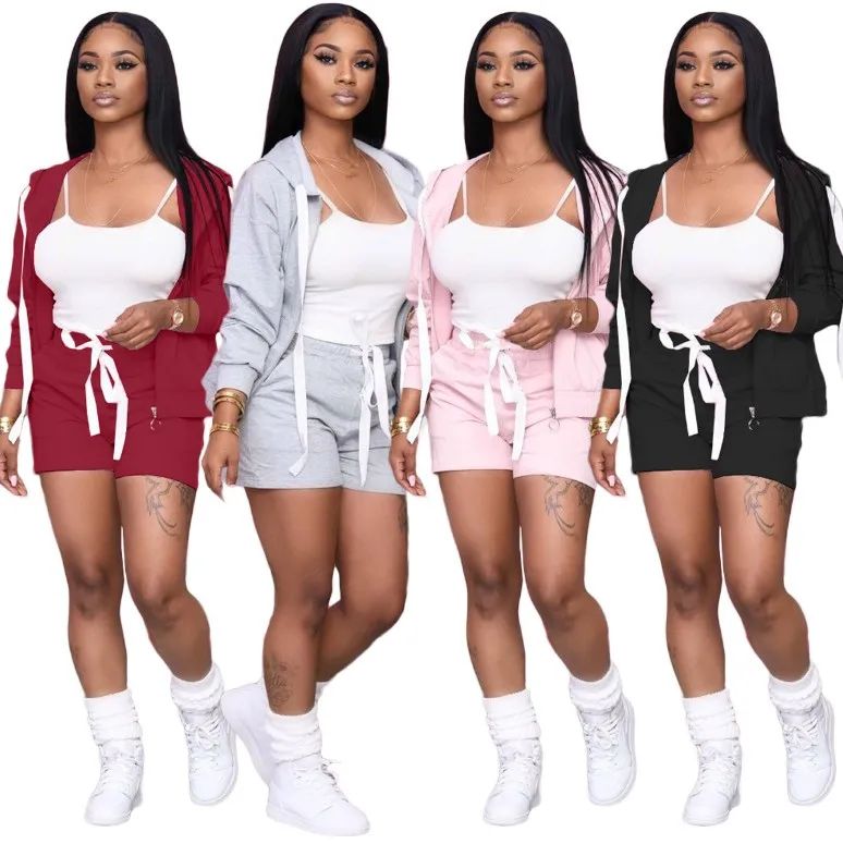 

Two Piece Tracksuit Women Sweatpants And Hoodie Set Solid Fall Shorts Sweatuit Casual Custom Womens Tracksuits