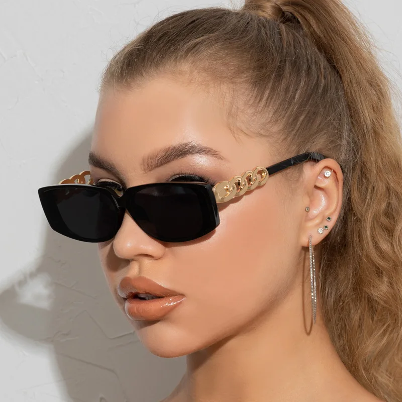 

Hotsale Classic Square Candy Color Ladies Sun Glasses Designer Shades Rectangle Hollow Chain Frames Sunglasses, Mix color or custom colors