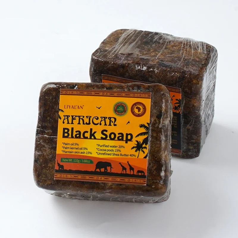 

Wholesale 100% Natural Organic Skin Care Raw African Black Soap, Black/customized