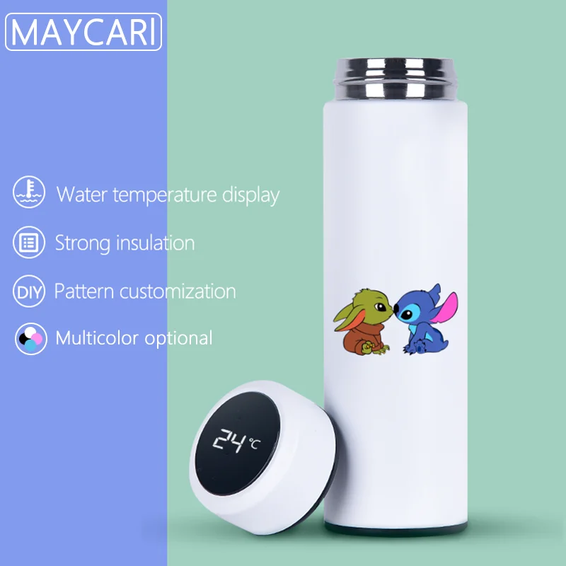 

Stitch Thermo Mug custom 500 ml Stainless Steel Vacuum Flask Water Bottles Tumbler Insulated Cup Thermal Intelligent Temperature, Red pink white black