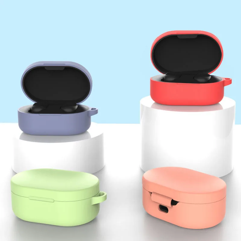 

Protective wireless earphone silicone case with anti-lost carabiner for xiaomi redmi airdots case, Multi colors