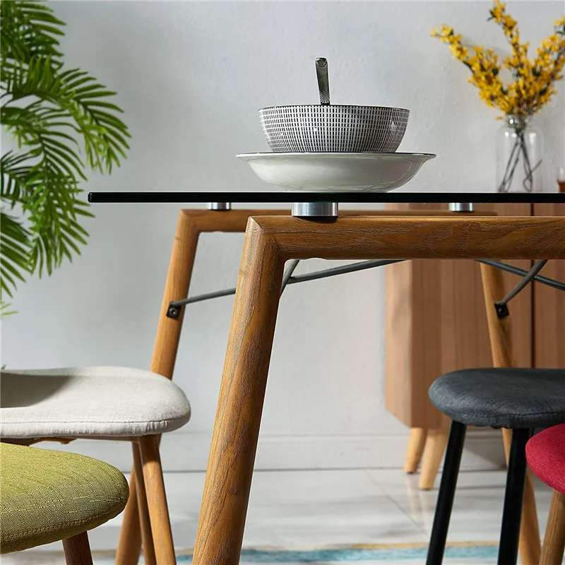 
free sample China Wholesale home furniture dining room set glass dinning table and chairs 