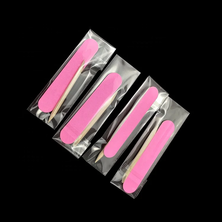 

Professional cheap price manicure set colorful mini nail file and orange wood stick set for nail sticker application in stock, Pink/blue/white/black/purple/red/green, customized