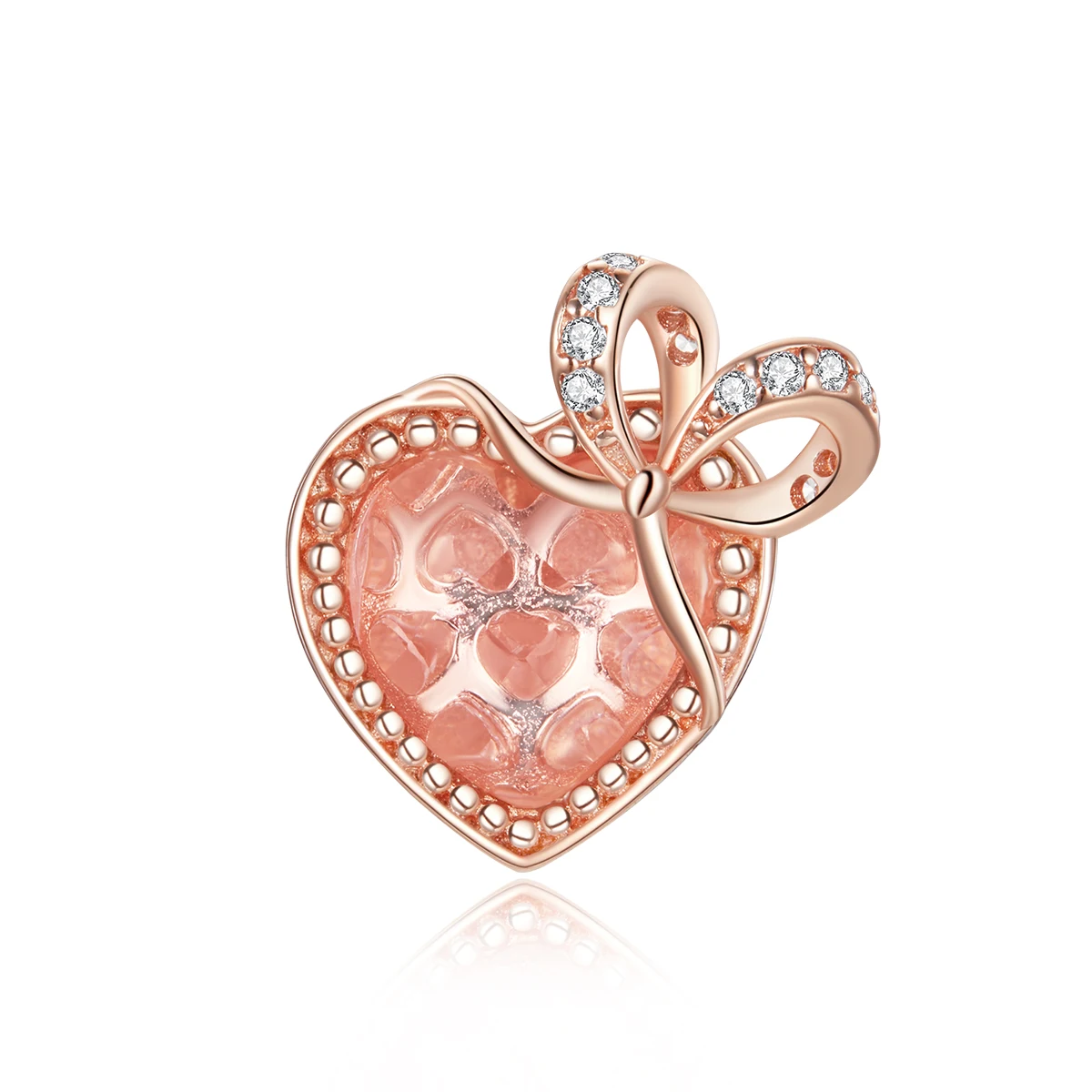 

BAMOER Charm fit Original Gift of Love Bracelet 925 Sterling Silver Women Jewelry DIY CZ Beads Charm jewelry DIY Making BSC398, Rose gold