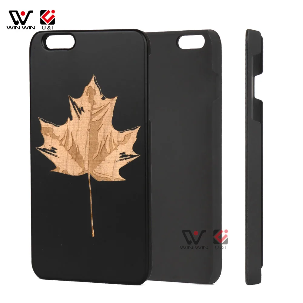 

Personalized Luxury Black PC Real Wood Engraving Phone Case For iPhone