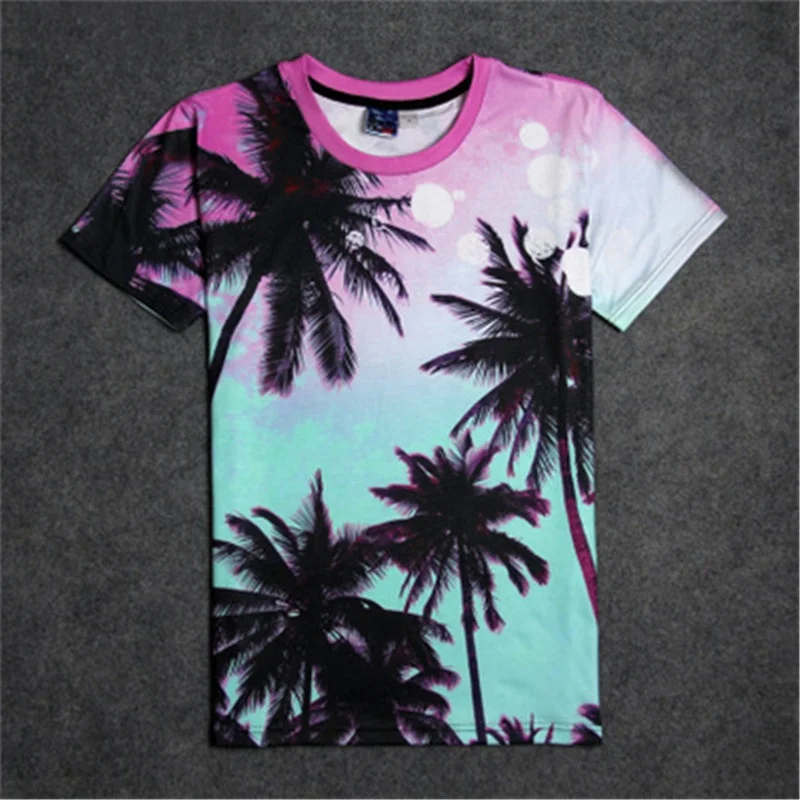 

Summer Personality 3D Gradient Coconut Palm Men's T-shirts