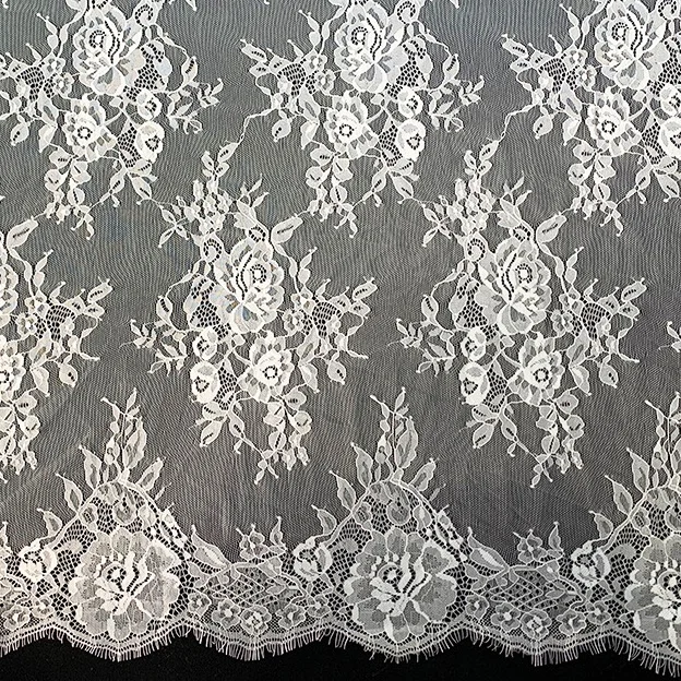 

Flowery soft chantilly lace fabric white bride by piece in stock, Accept customized color