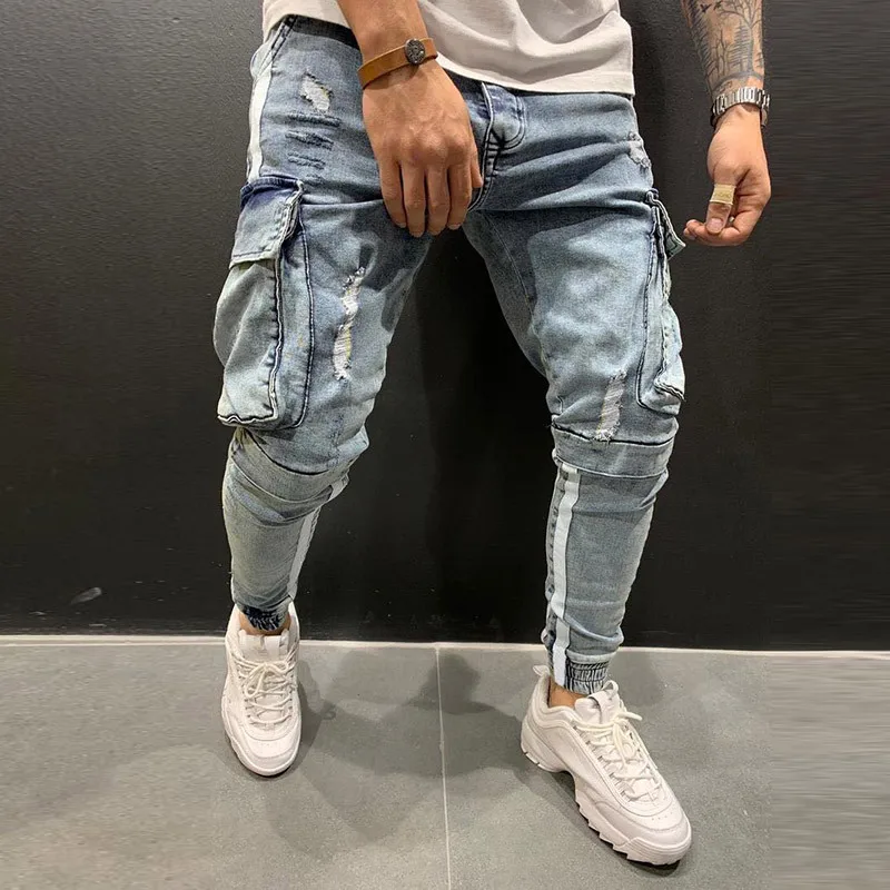 

Korean Streetwear Custom Logo Casual Cargo Pants Pantaloni Uomo Pantalones-Jeans Hombr Men Jeans Trousers