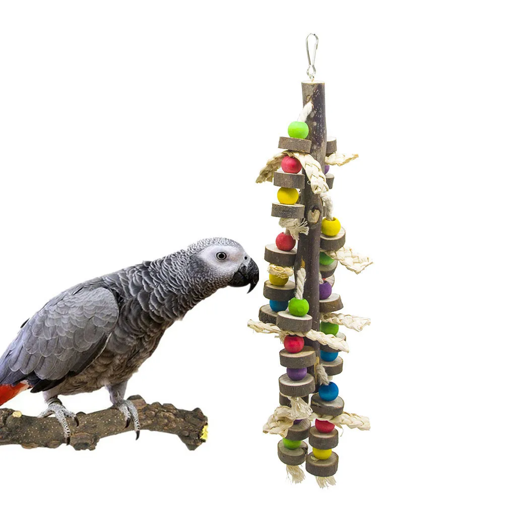 

Wood Pet Bird Chew Bite Toy For Parrot ECO-friendly color wooden cotton parrots Bird Chewing Toys-Blocks Parrot Tearing toys, As picture