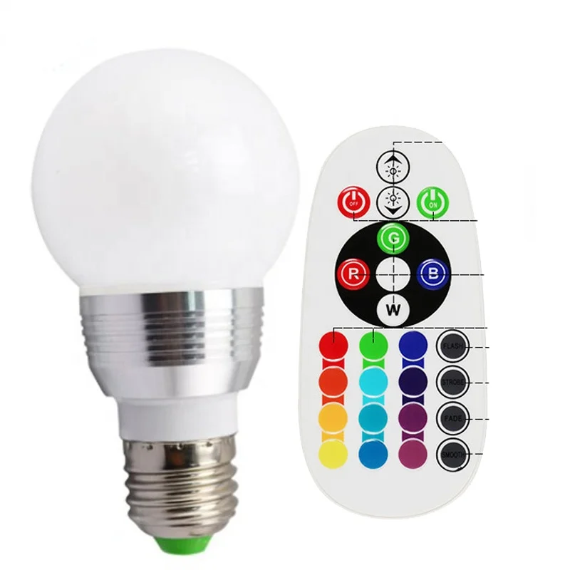 3w screw E14 remote control lamp color changing Led smart bulb 16 Colors rgb e27 led bulb light