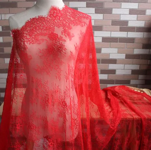 

Colorful Eyelash Chantilly Lace Fabric for Wedding Dress 3 meters one pc