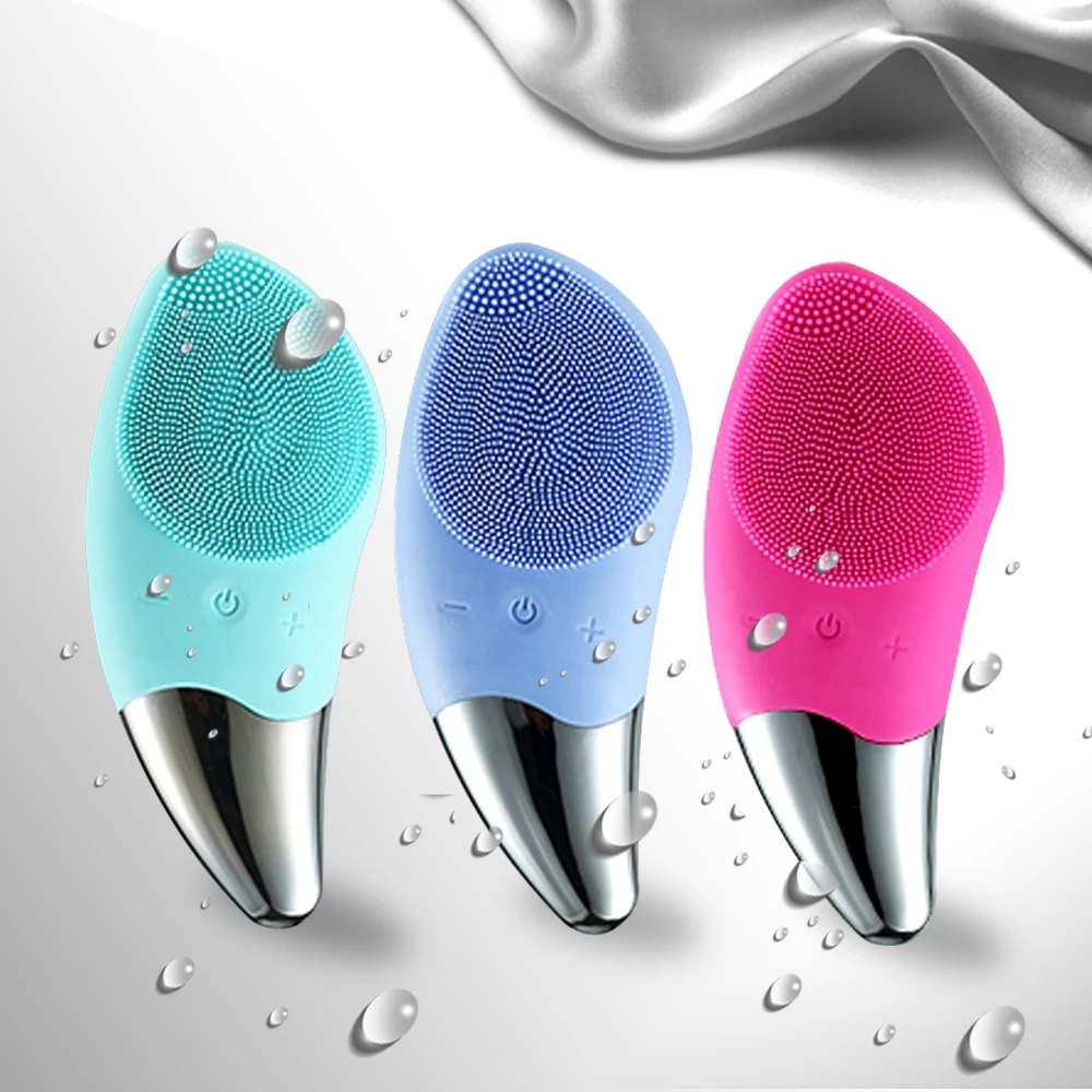 

OEM Wireless Electric Silicone Facial Cleansing Brush USB Rechargeable Face Massager Exfoliating Pore Deep Cleaner Brosse Visage