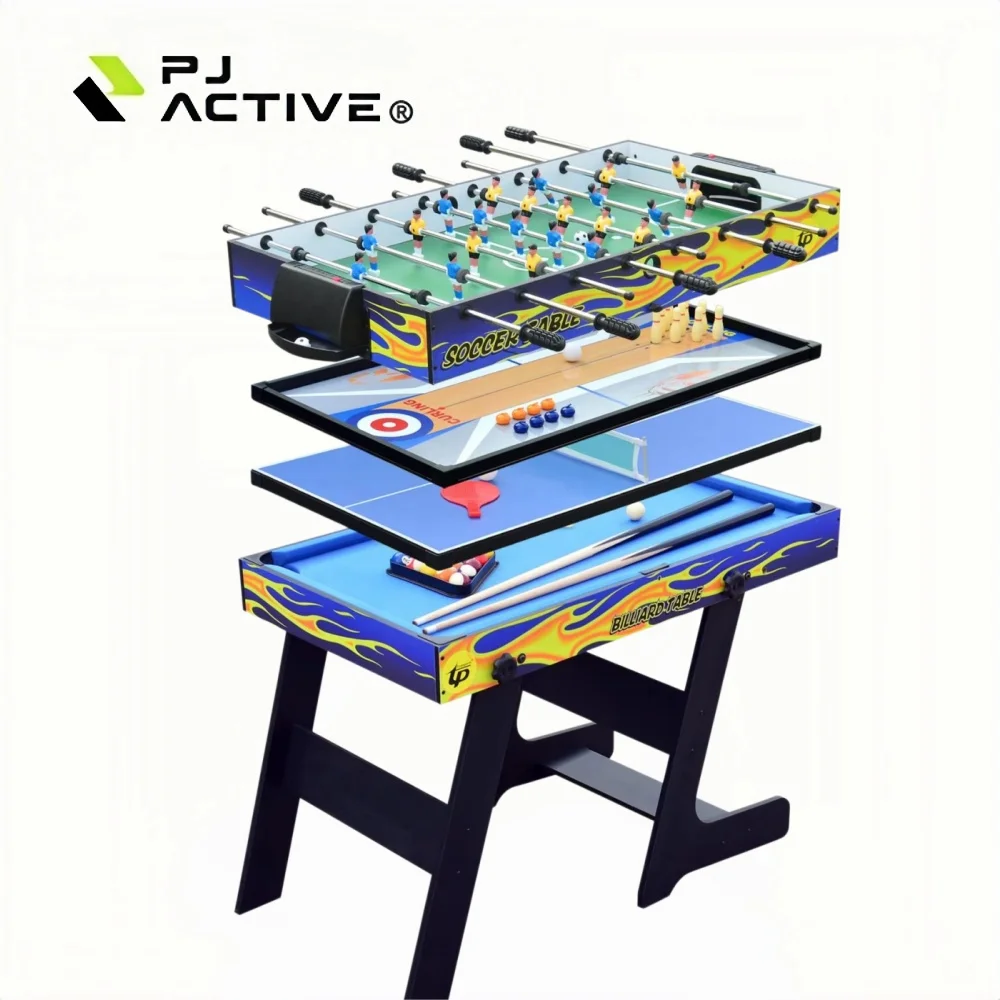 PINJIAN New 48'' 5 In1multi Game Table for Billiard Shuffleboard Ping-pong Bowling Football Playing