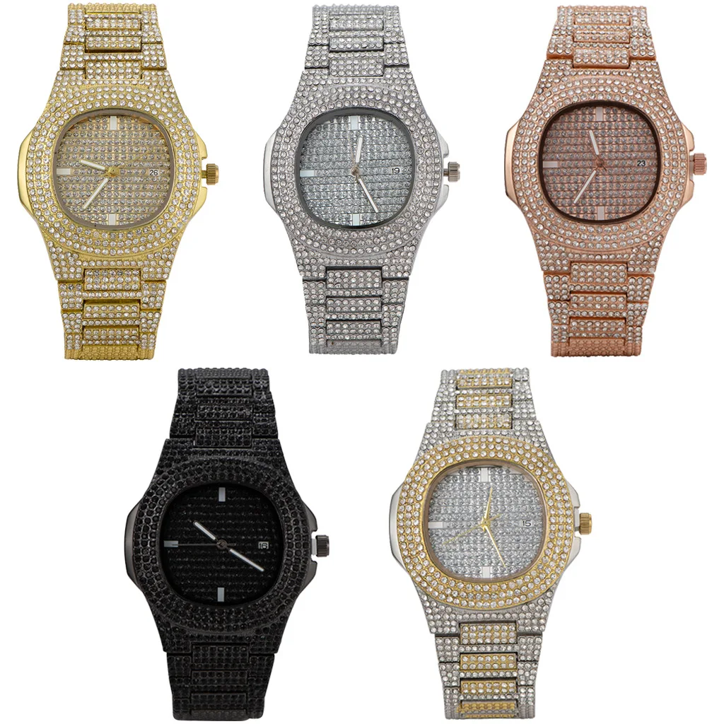 

Daicy factory wholesale hot sale iced out bling bling full diamond men's heavy hip hop gold watch