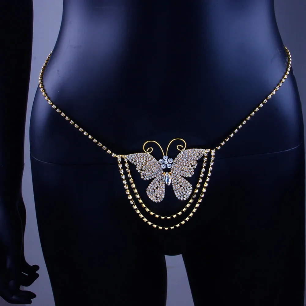 

Butterfly waist chain rhinestone body chain exaggerated fashion sexy nightclub flash drill