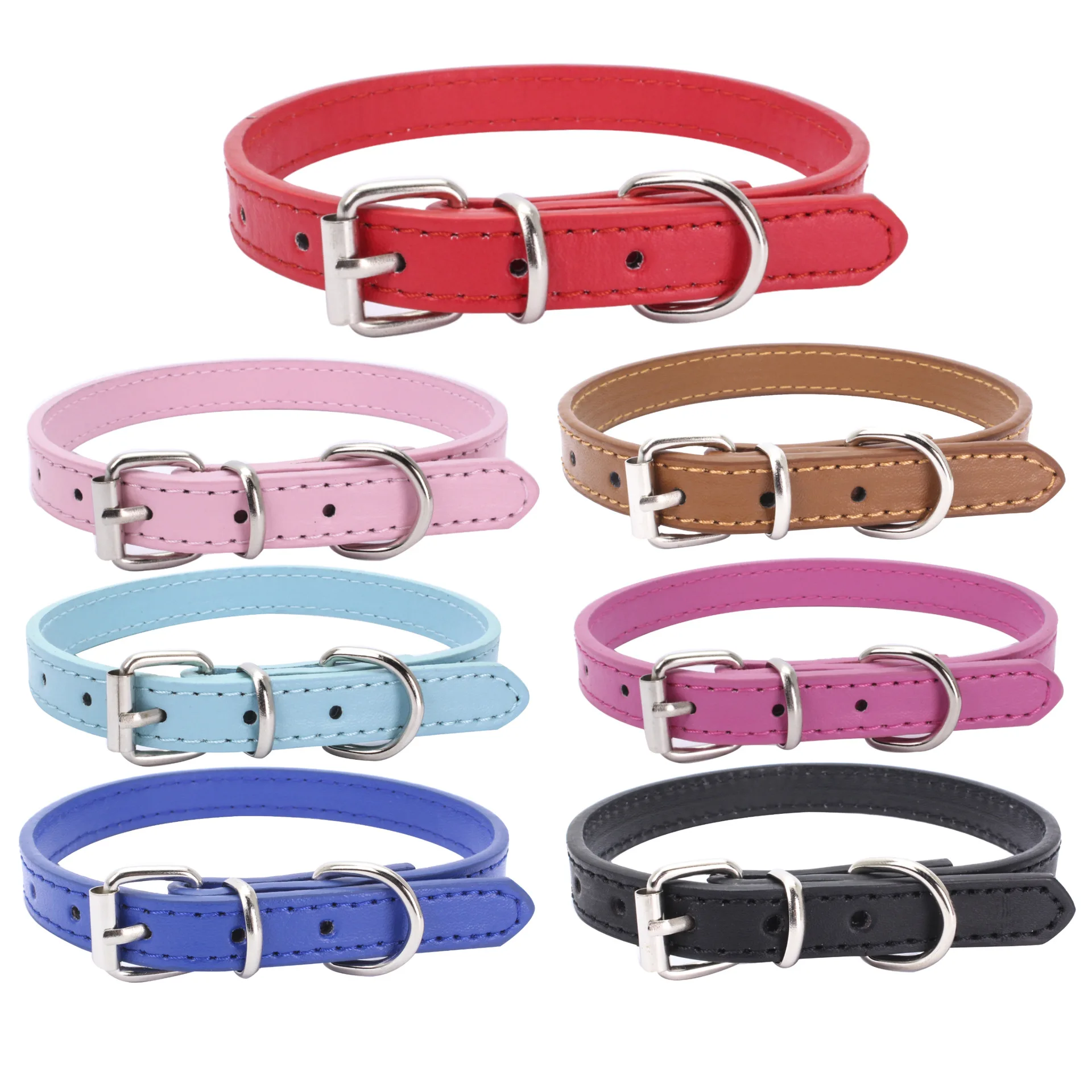 

Cheap Pet Supplies Wholesale Leather Pet Collar Multi Color Pu Dog Collar Necklace