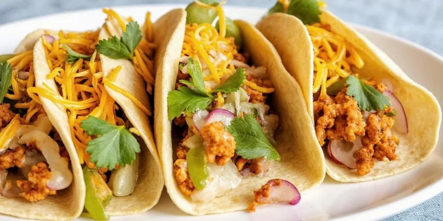 Harissa jackfruit taco topped with orange-infused tahini and pickled veggies