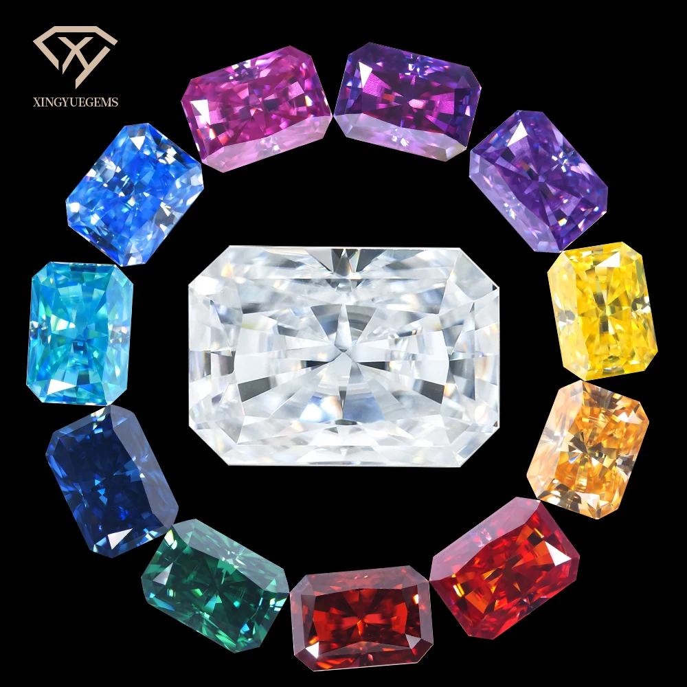 

Wholesale Factory Price Lab-Grown Mossanite Moissanite Diamonds in Fancy Yellow Pink Green VVS Radiant Cut Loose Gemstones
