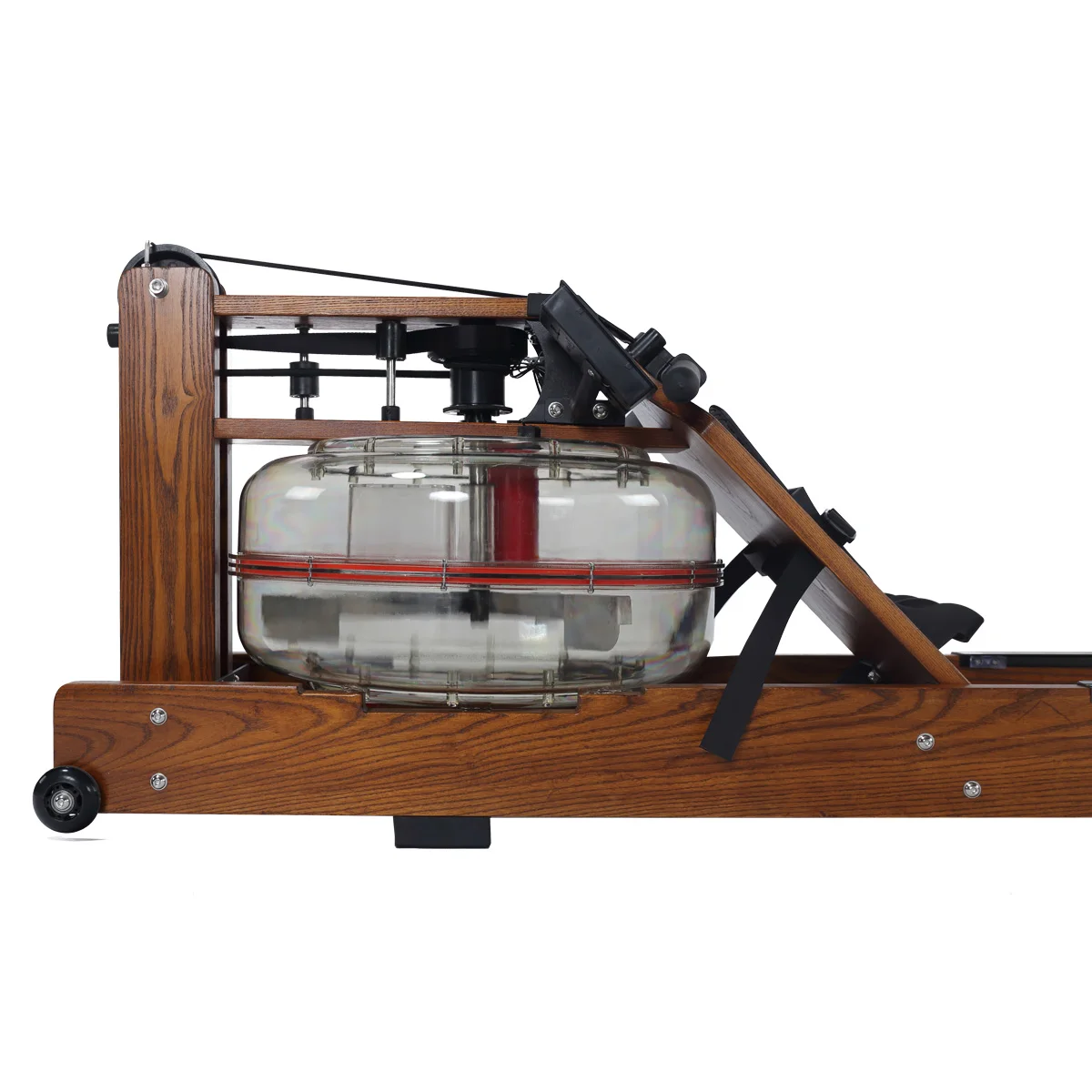 

high quality wooden frame water rowing machine with 5 stages for family, Red
