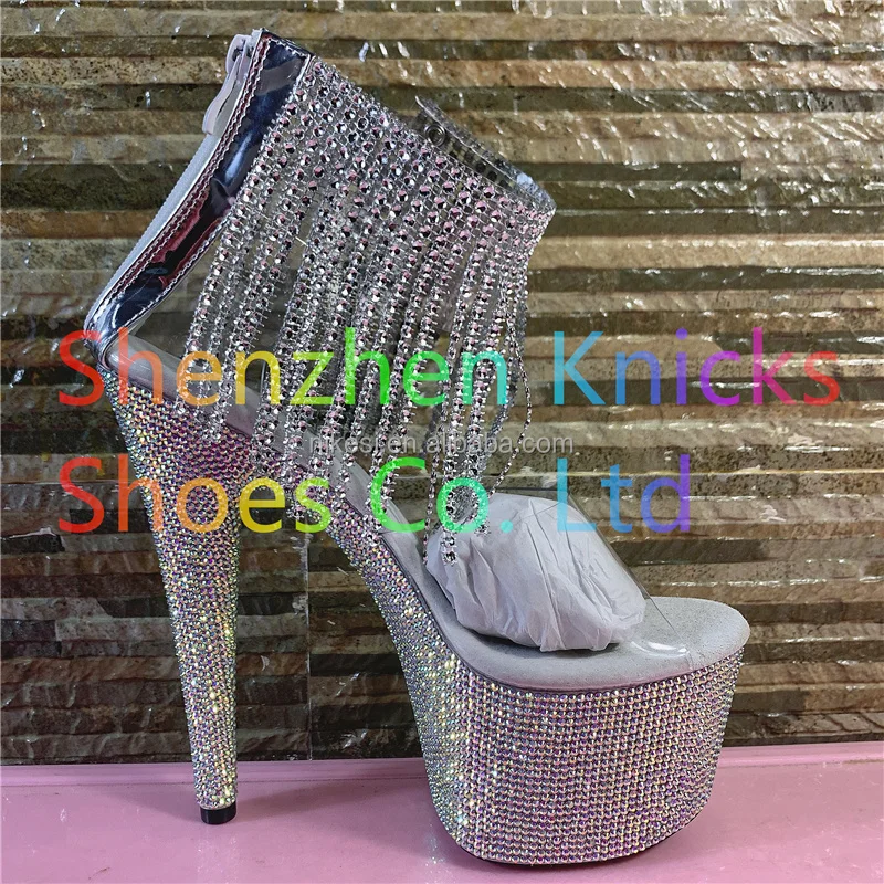 

7inch-17CM Crystal shoes ankle tassel boots super high heel diamond tassel boot diamond sole, Black/beige/dark red/brown/any color