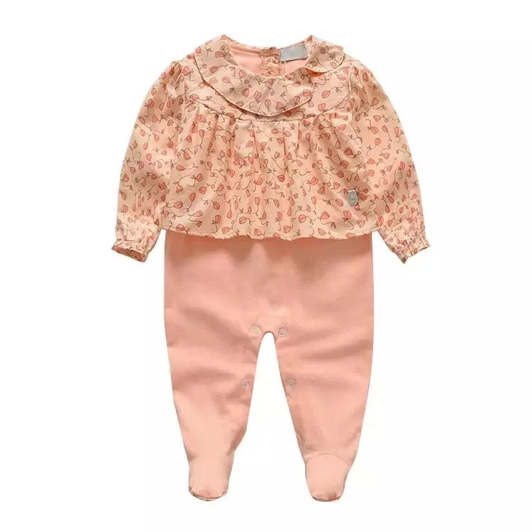 

100% Cotton Infant&Toddlers Clothing Baby Rompers Baby kids long Sleeve Doll collar Romper New baby Girl Climbing suit Bodysuits