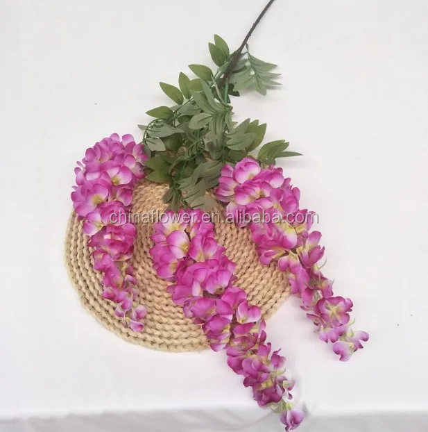 Fc5001factory 3 Branches Artificial Wisteria Silk Hanging Flowers For Sale Buy Silk Flowers