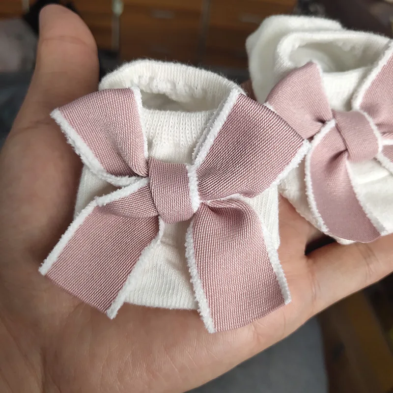 

Summer Cotton Baby Bowknot Anti Slip Socks Newborn Baby Pure Color Toddler Floor Socks