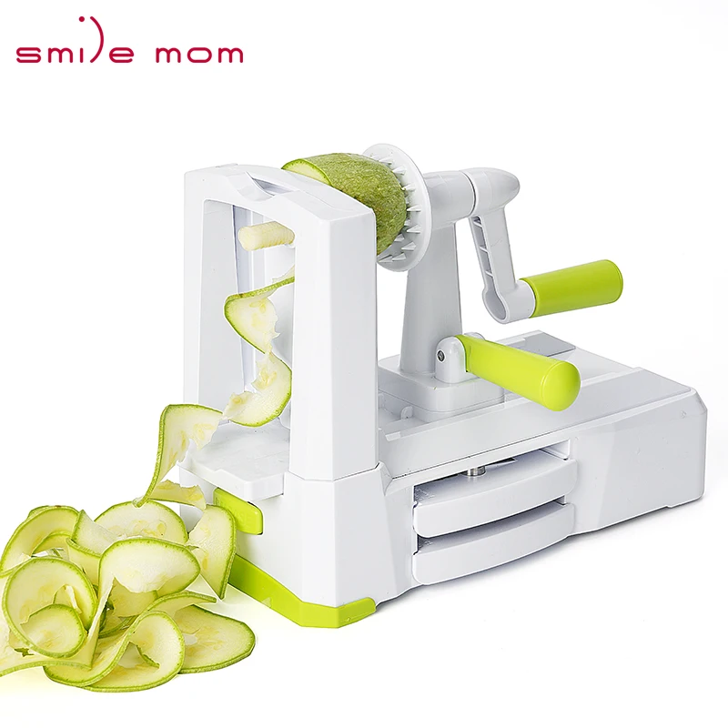 

Smile mom Zucchini Sebze Spiralizer Food Veggie Cut Hand Held Spiral Slicer Vegetable 5 Blade Spiralizer