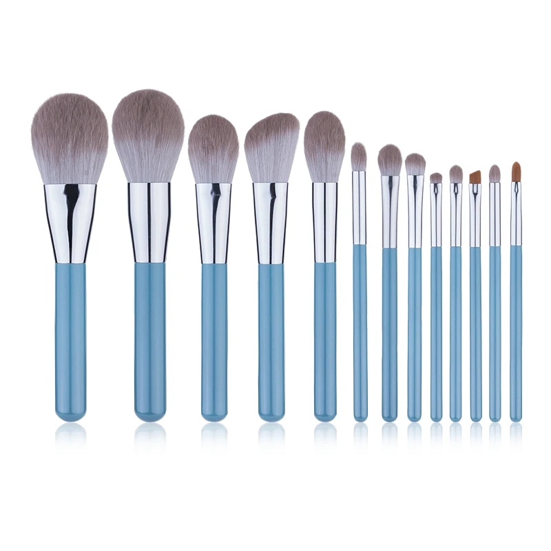 

New Arrivals 2020 Cosmetic Brush 13pcs Blue Makeup Brushes Makeup Brush Set Wooden Style