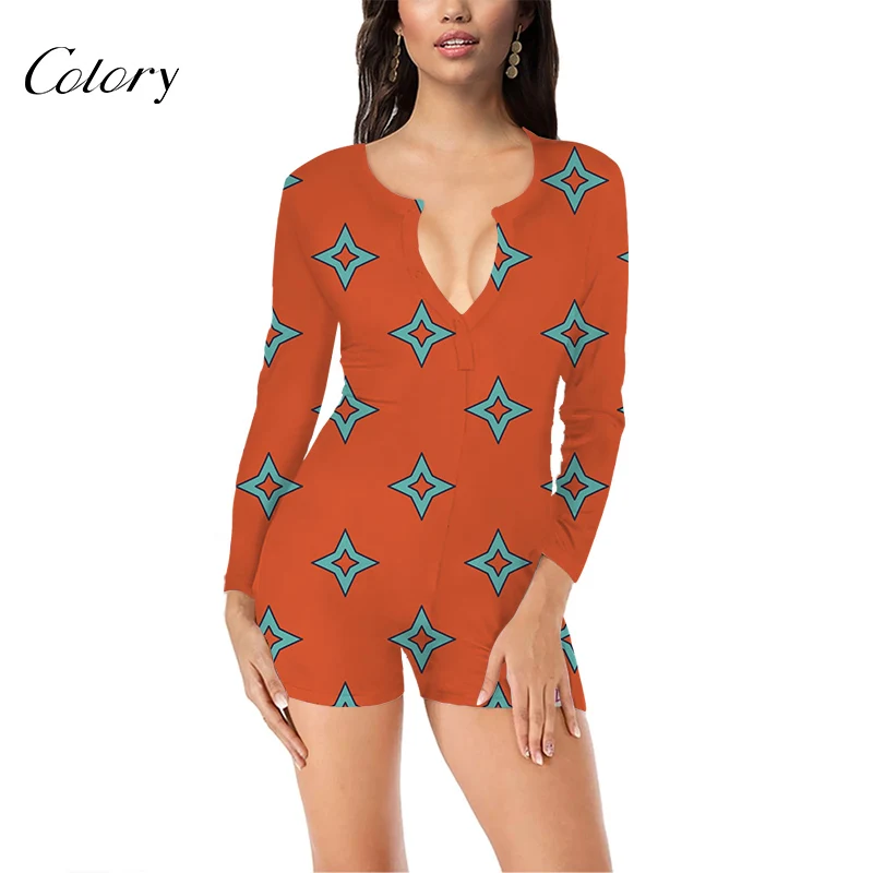 

Colory Sleepwear Sexy One Shoulder Jumpsuit Women Party Pajamas, Picture shows