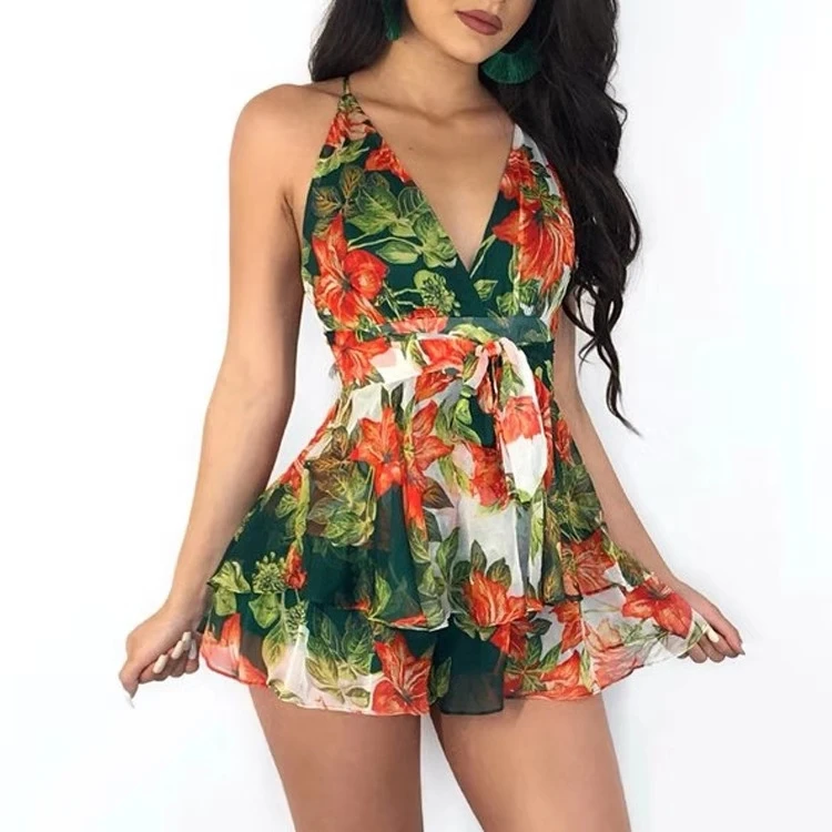 

*S-86962206 2020 new arrivals Wholesale Free Sample sexy Clothes Women One Piece Floral Rompers JumpsuitAfrican clothing