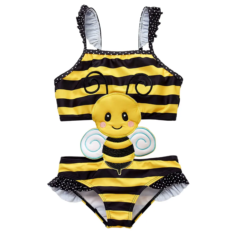 

Wholesale Kid Girls Swimwear Bee Design Summer Beach Suit Kids Swimsuit