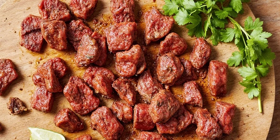 Kosher salt being sprinkled on steak
