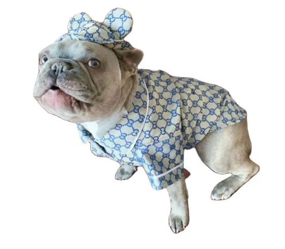 

Pet supplies clothing fashion brand design fashion printed fat dog cute shirt hat set designers dog clothes