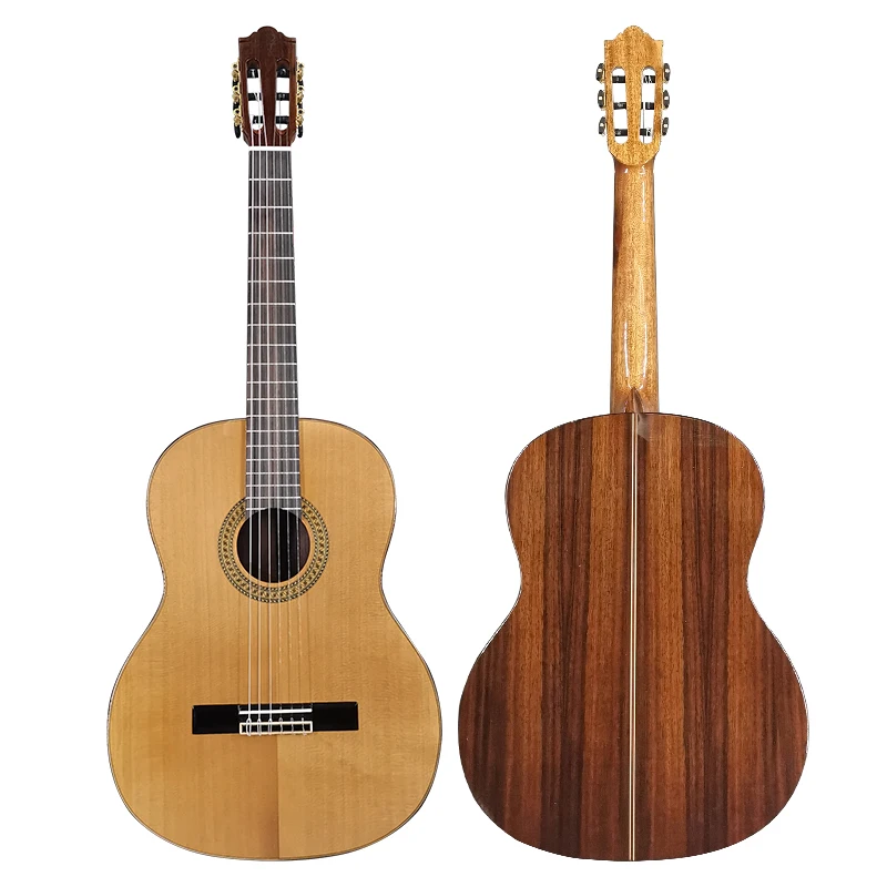 

China handcraft made Aiersi brand High end grade gloss solid cedar top indian rosewood Vintage Nylon String Classical guitar, Natural