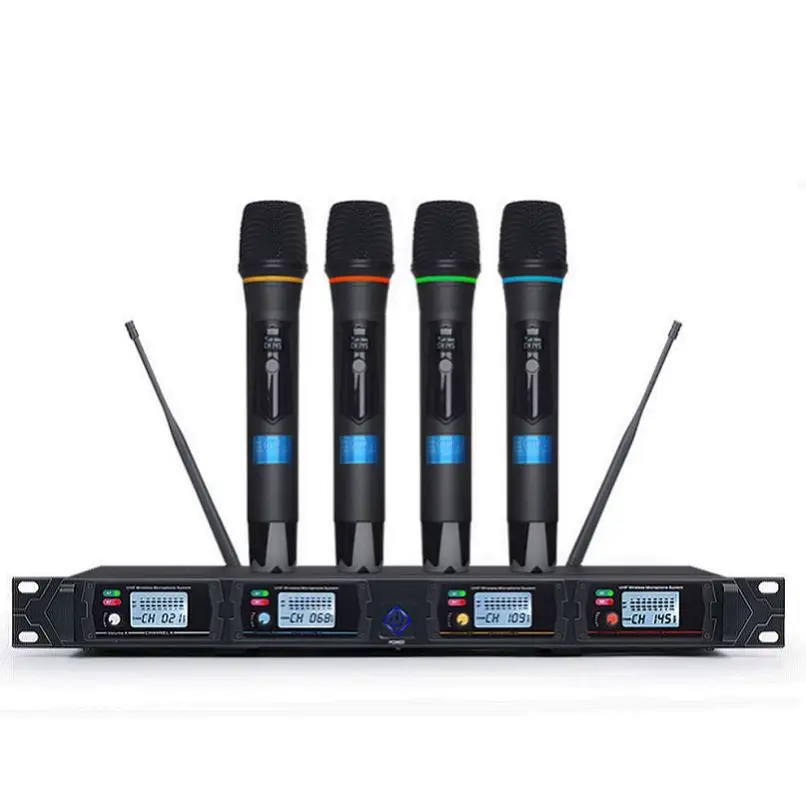 

Tiwa UHF 4 Channels Handheld Wireless Microfone System Cordless Mic Professional for Karaoke Singing, Black