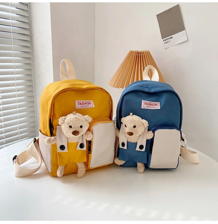 

Bear Doll Children's Backpack 2022 New Trendy School Nylon Backpack Traveling Small Designer Backpack Bag