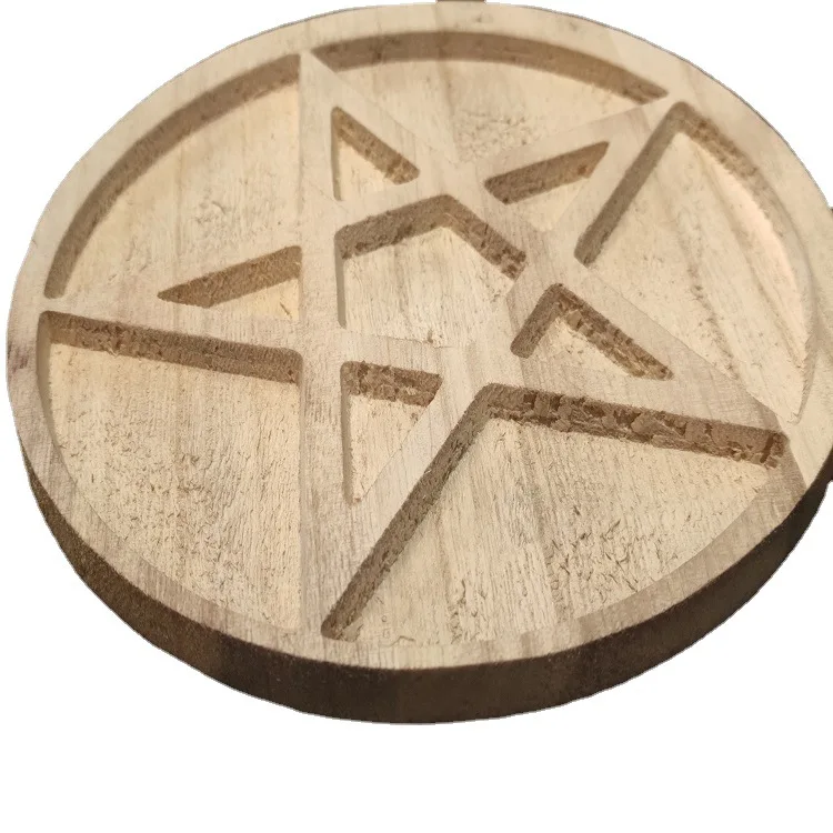 

hot selling sacrificial altar wooden bump pentagram plate ceremony decoration wooden pentagonal altar brick