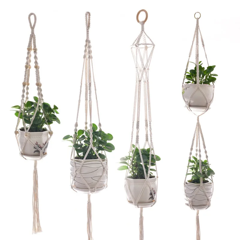 

Handmade Macrame boho decor Flower Pot nordic decorationKnotted Rope wall round, Ivory color