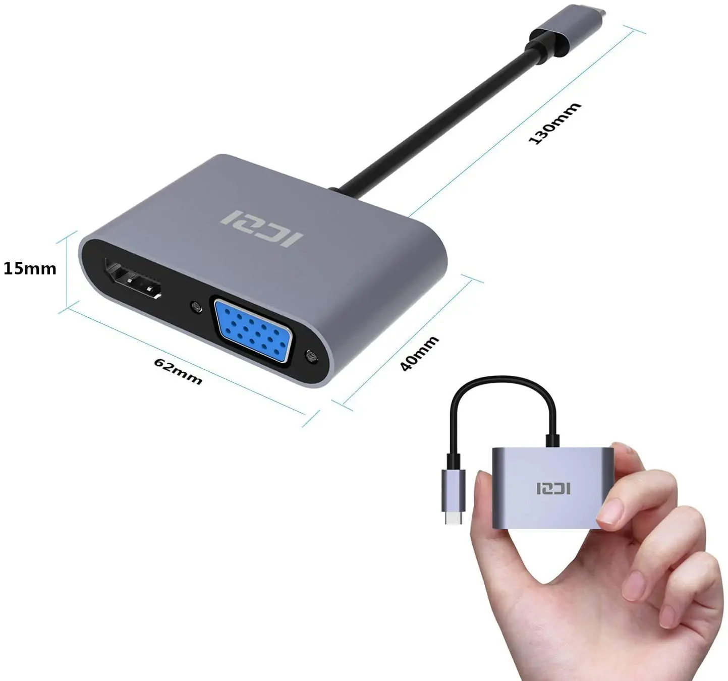 

ICZI Metal 2 in 1 type c hub with hdtv vga good quality