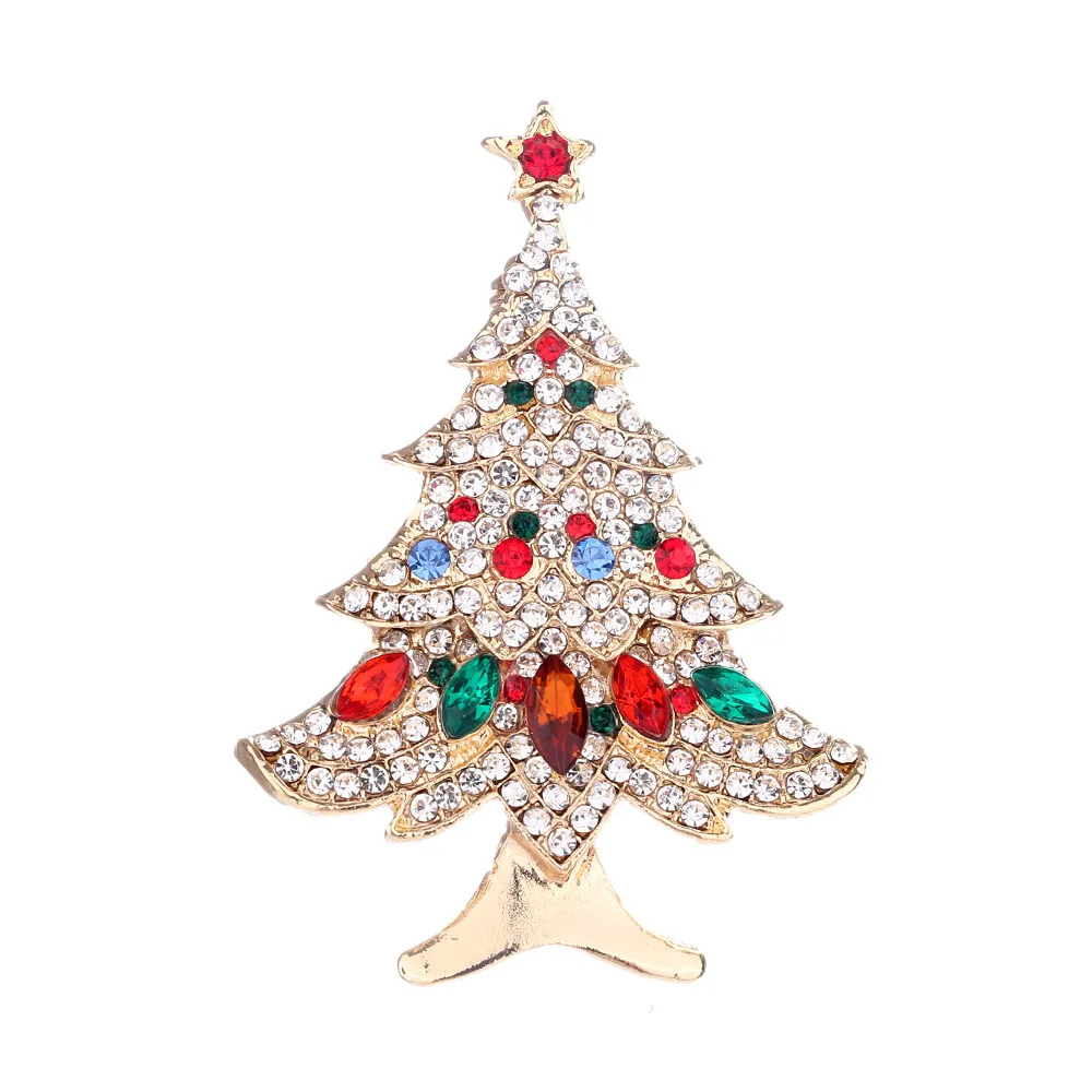 

Jachon Christmas gifts top grade Christmas tree brooch studded with diamonds fall silk scarves brooch, As picture