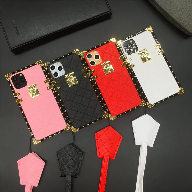 

Fashion Plaid Square Soft Leather Case for iphone 12 PRO XS MAX XR X 7 8 Plus 6 6S Woman Phone Cover Case for iphone 11 PRO MAX