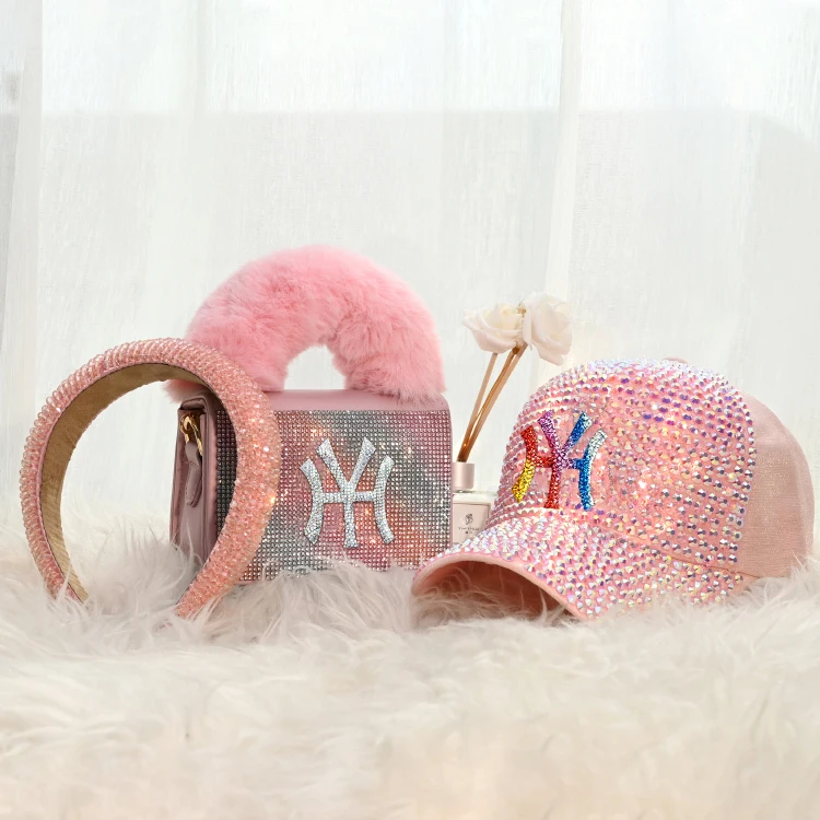 

Wholesale designer headbands set fashion shoulder bags women hand bags and hat 3 piece set, 12 color