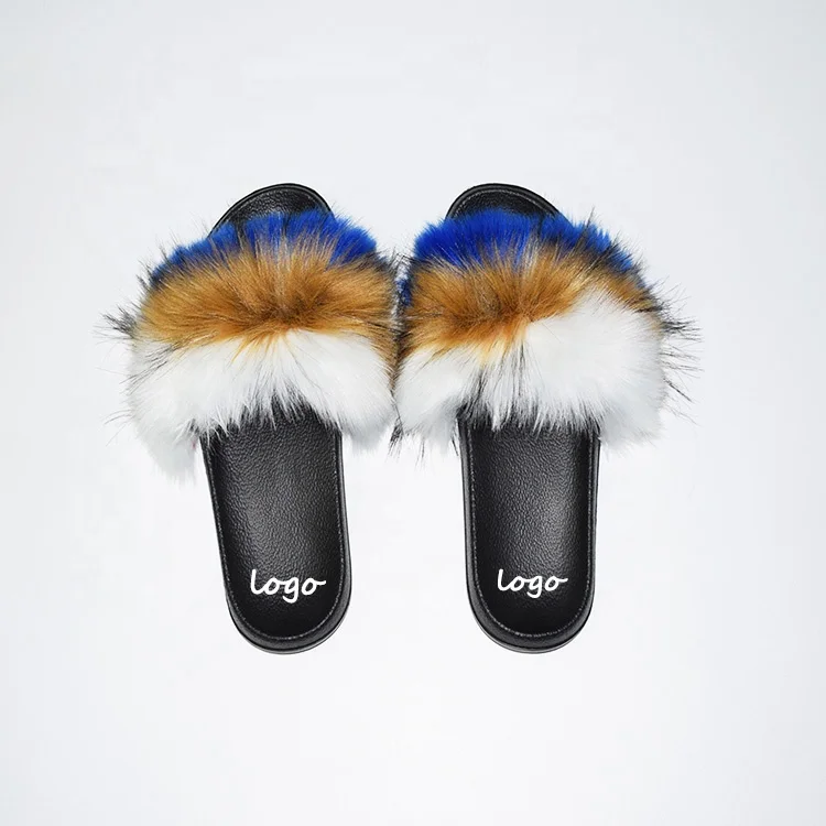 

Fast Shipping Raccoon Slippers Outdoor Fur Sandals Wholesale Real Fur Slippers Women Fox Fur Slippers