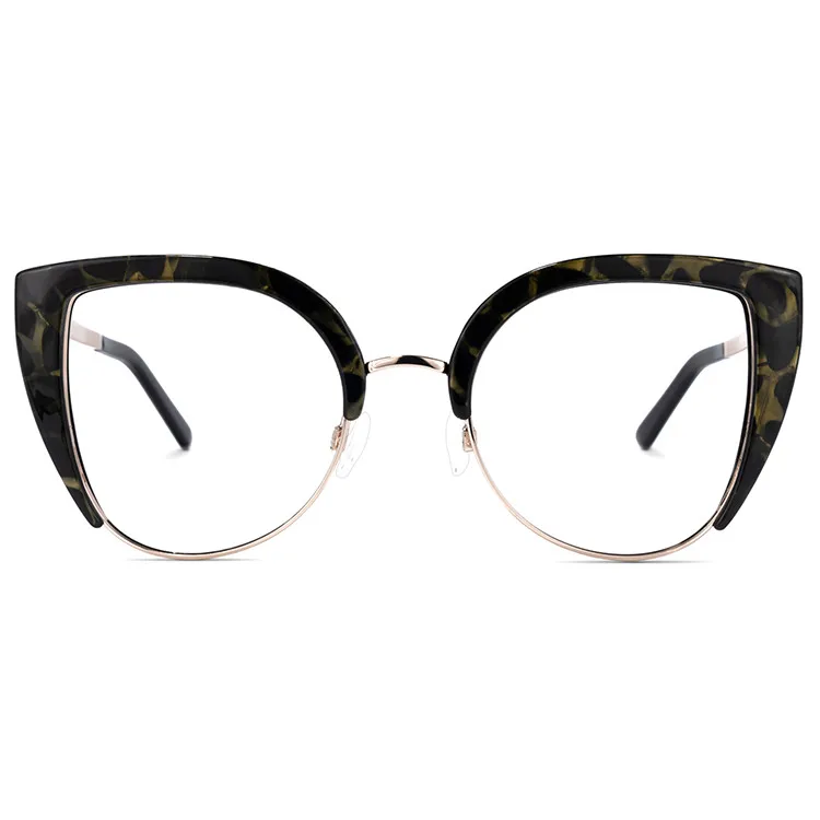 

Zeelool Stylish Women Metal Tortoise Black Wide Cat Eye Designer Spectacle Optic Eye Glass Frame, 2 colors