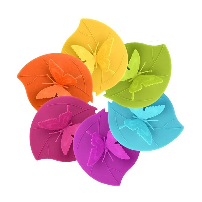 

Creative Butterfly Design 10.5cm Diameter Eco-friendly Silicone Glass Coffee Cup Covers, Orange,yellow,blue,green,purple,rose,pink,light green