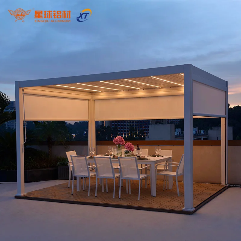 

China factory adjustable waterproof louvered roof aluminium pergola, sun shade aluminum louver pergola aluminum profile, Optional